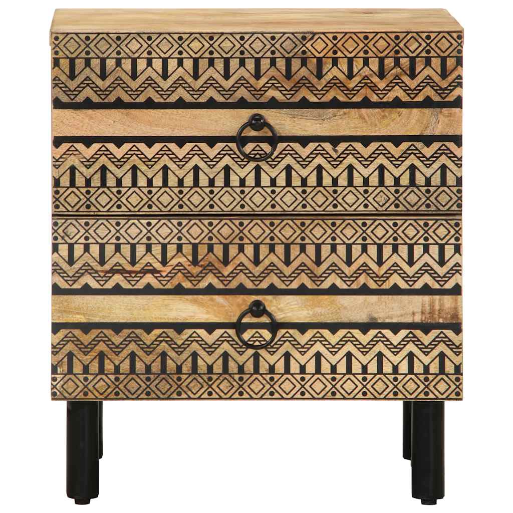 Sängbord 2 st svart 40x33,5x46 cm massivt grovt mangoträ