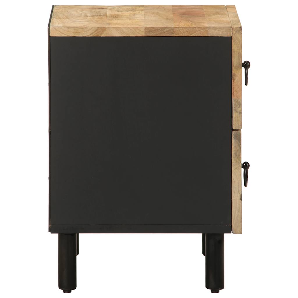 Sängbord 2 st svart 40x33,5x46 cm massivt grovt mangoträ