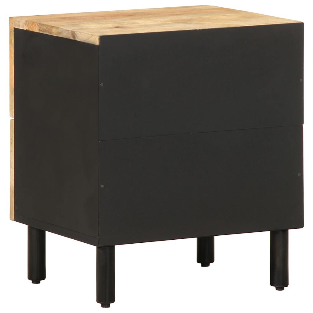 Sängbord 2 st svart 40x33,5x46 cm massivt grovt mangoträ