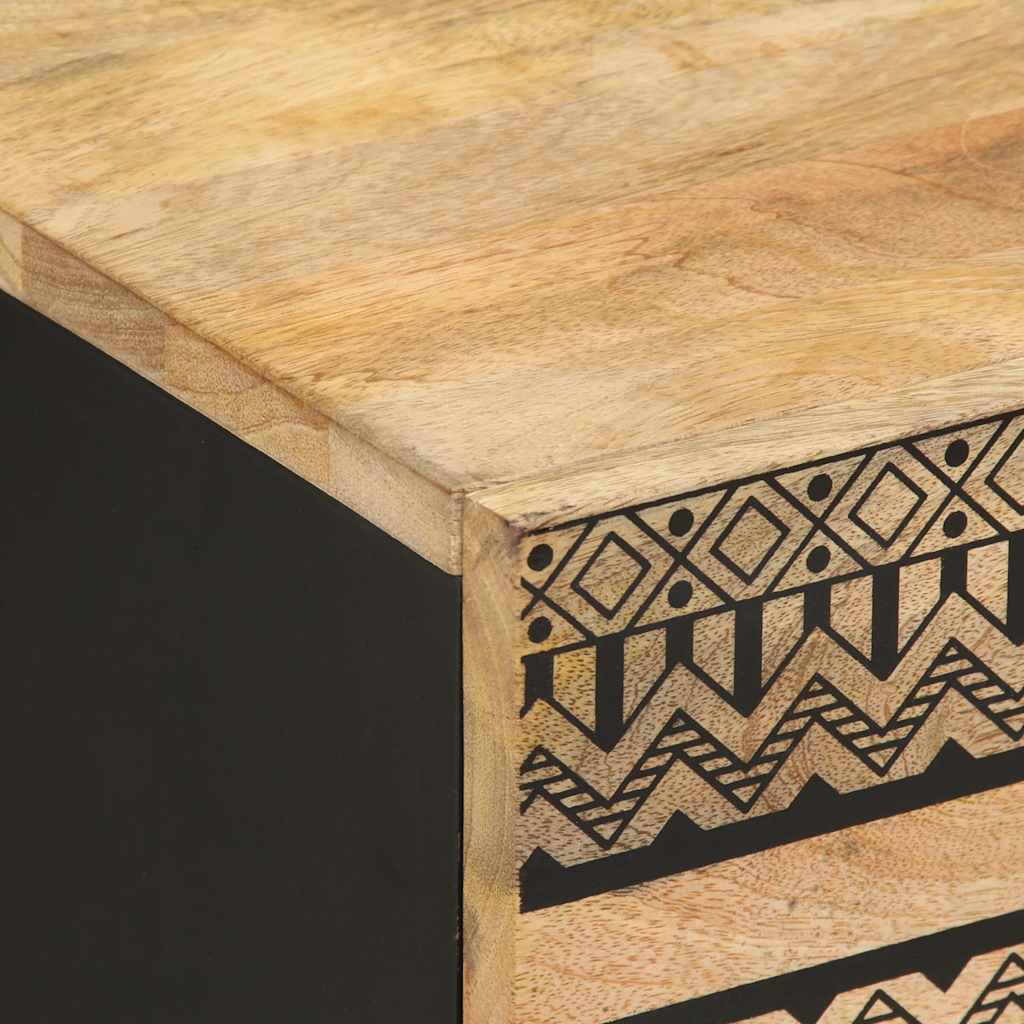 Sängbord 2 st svart 40x33,5x46 cm massivt grovt mangoträ