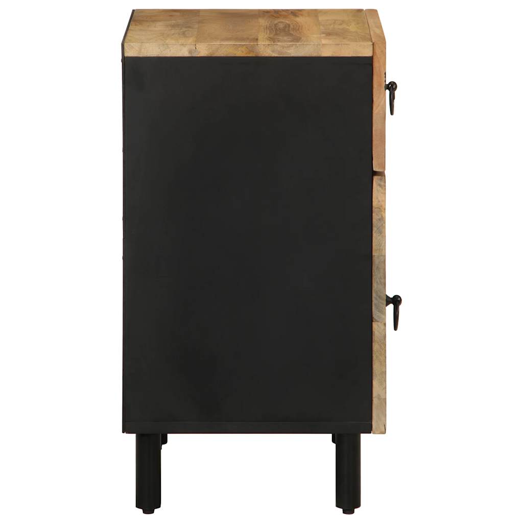 Sängbord svart 50x33x60 cm massivt grovt mangoträ