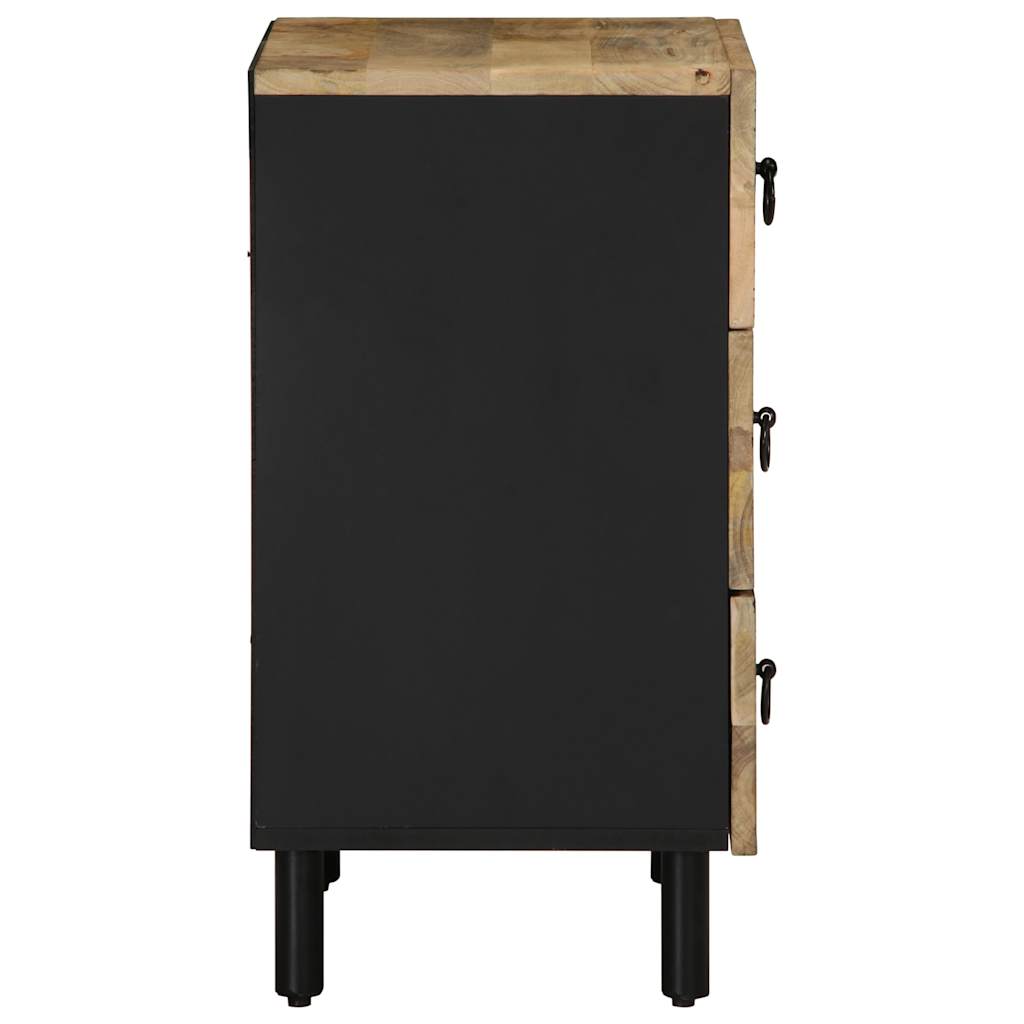Sängbord Nattduksbord Svart 50x33x62 cm massivt grovt mangoträ