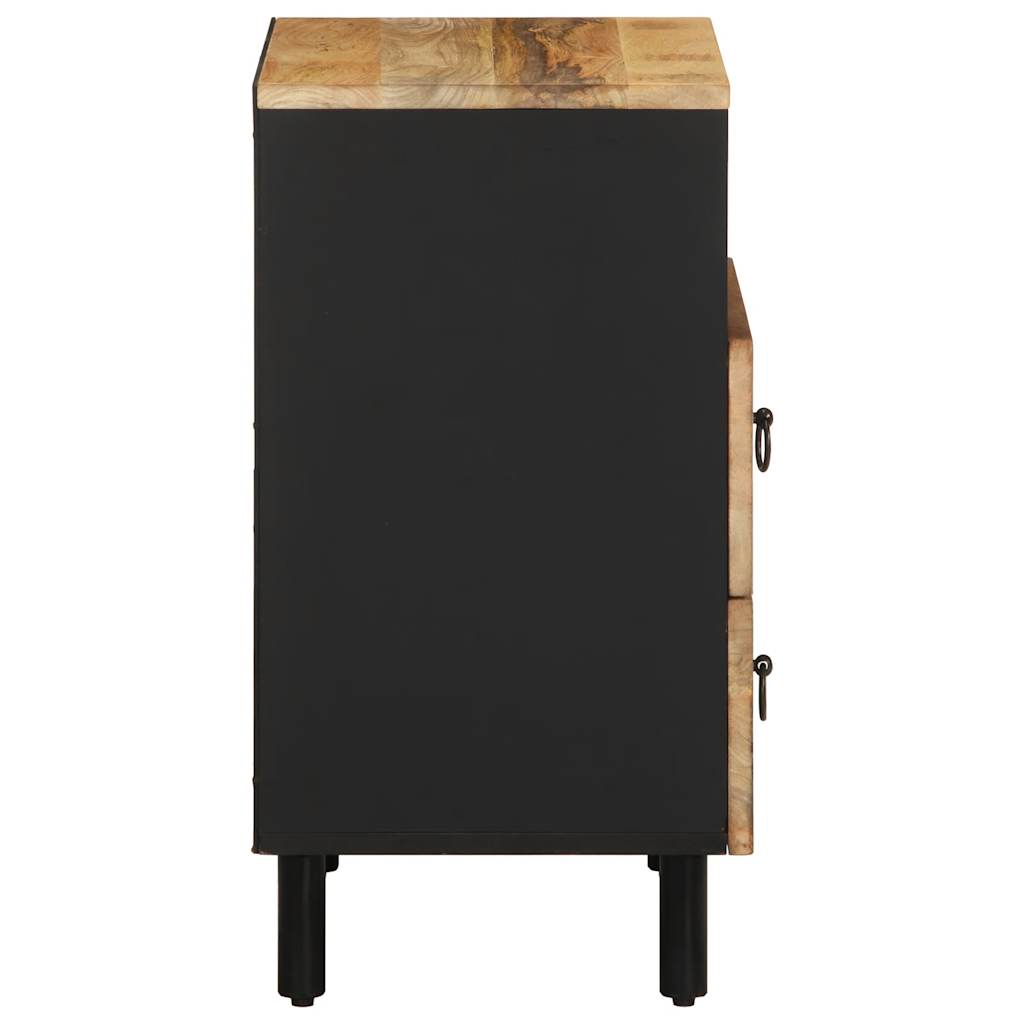 Sängbord Nattduksbord Svart 50x33x62 cm massivt grovt mangoträ