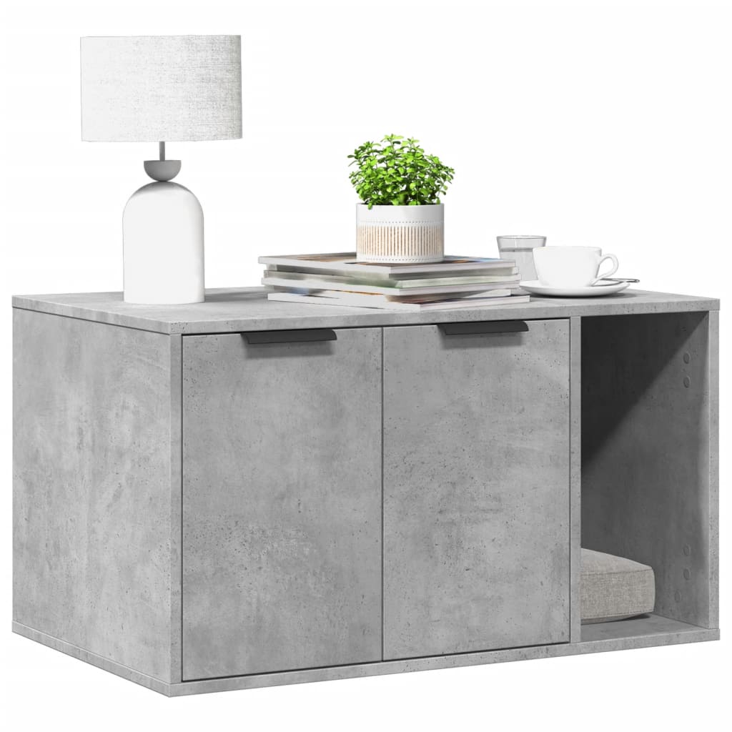 Skåp för kattlåda betonggrå 80x50x45 cm konstruerat trä