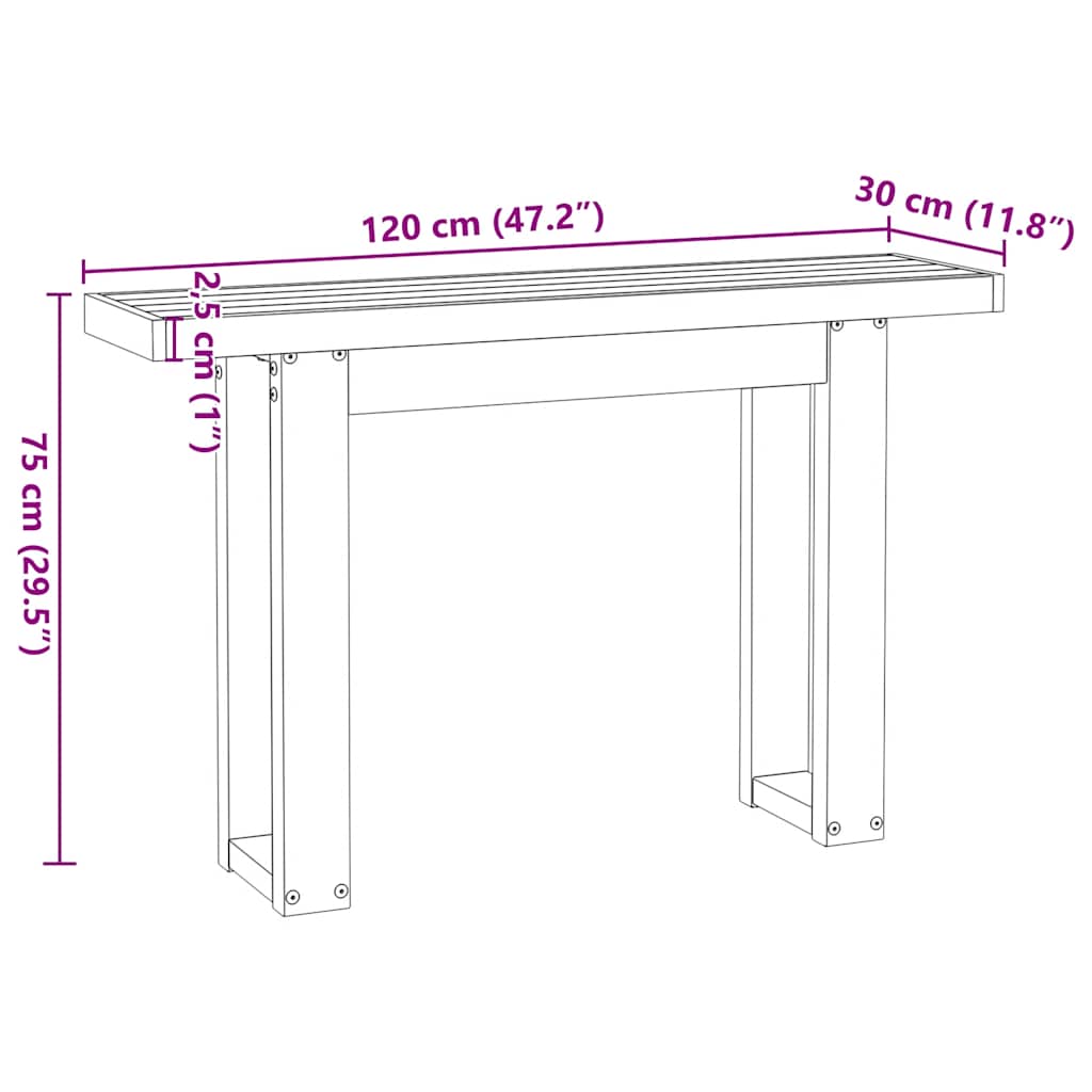 Avlastningsbord Konsollbord DIV. NOAIN U-formade ben 120x30x75 cm massiv furu