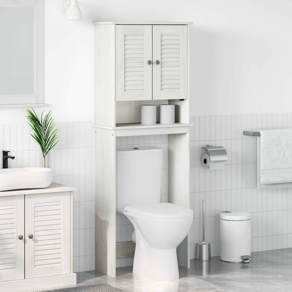 Badrumsskåp Toalett skåp med hylla VIGO Vit 60 x 27 x 161 cm Massiv furu