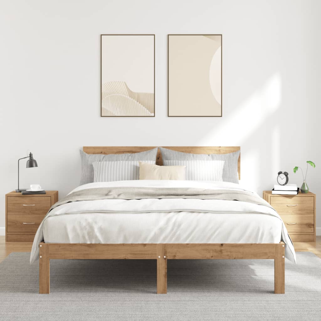 Sängbord 2 st ek 40x30x40 cm konstruerat trä