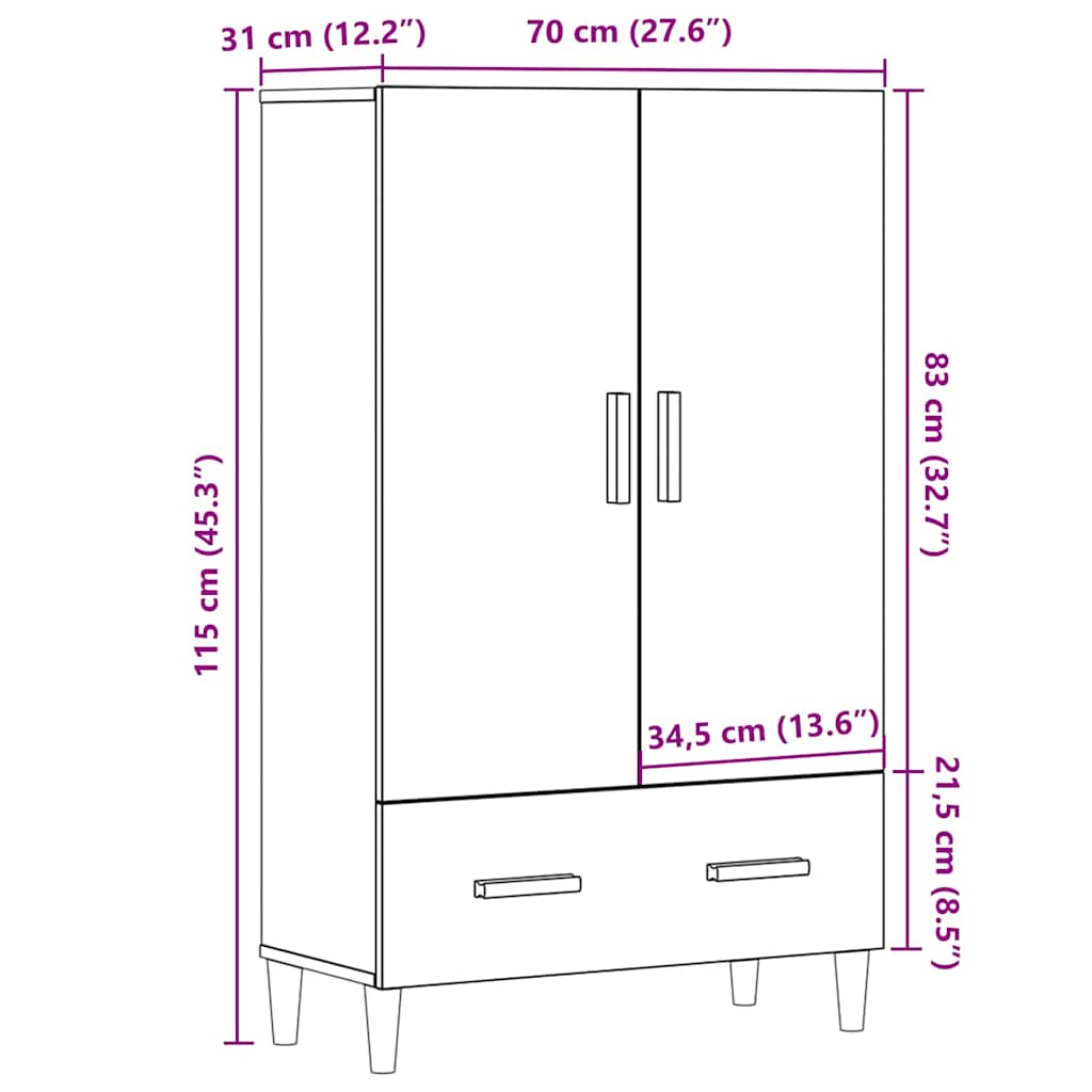 Skåp Artisan Ek 70x31x115 cm