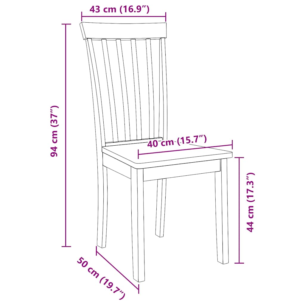 Matstolar 2 st vitt massivt trä gummi