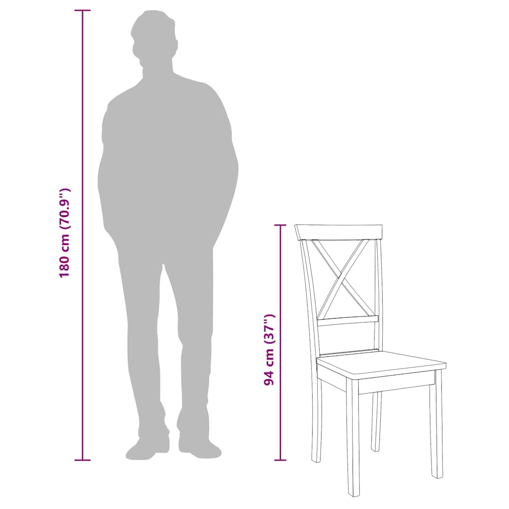 Matstolar 2 st massivt trä gummi