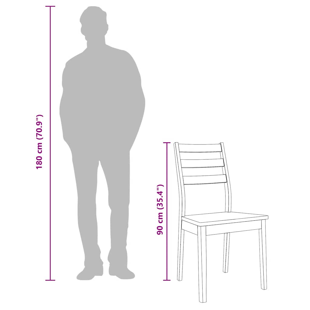 Matstolar 2 st vitt massivt trä gummi