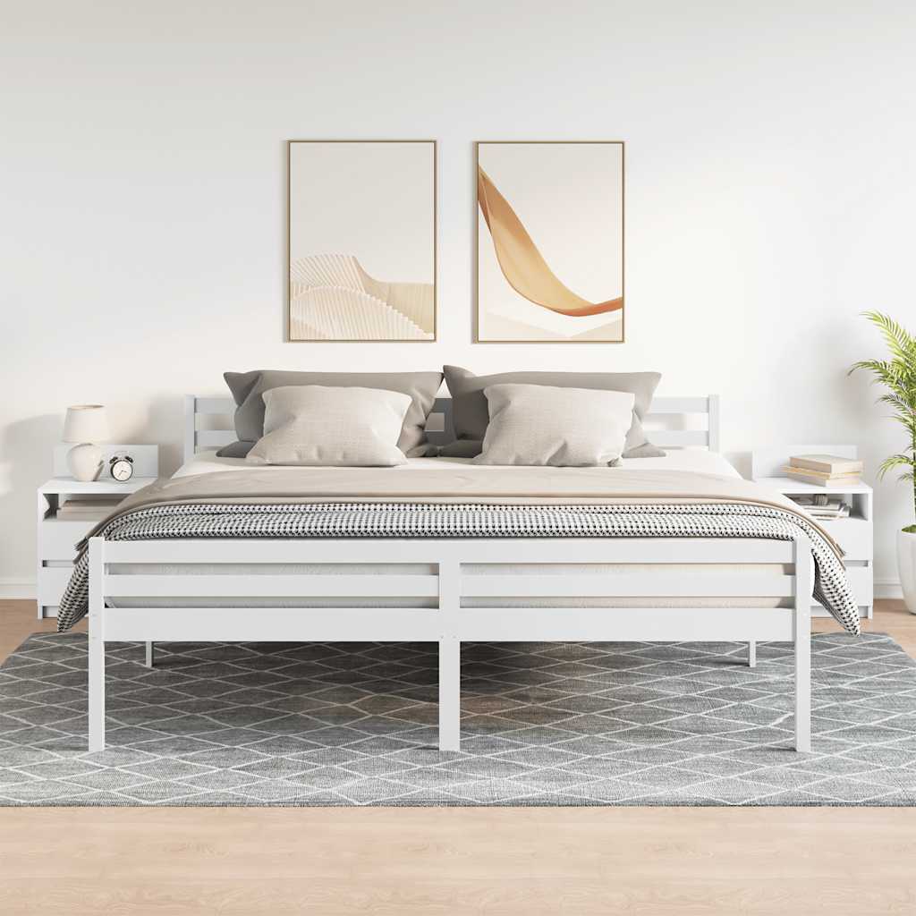 Sängbord 2 st med 2 lådor vit 40x33x60 cm