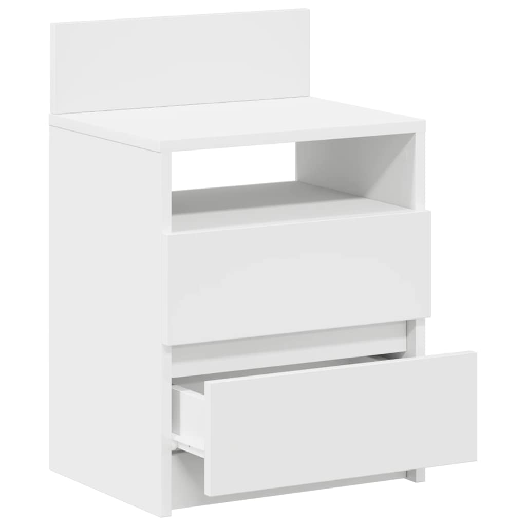 Sängbord 2 st med 2 lådor vit 40x33x60 cm