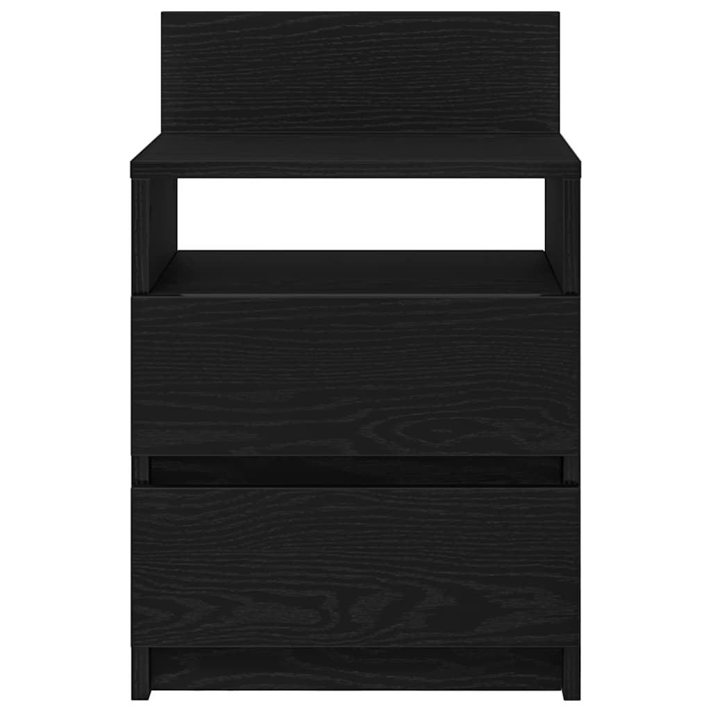 Sängbord 2 st med 2 lådor svart 40x33x60 cm