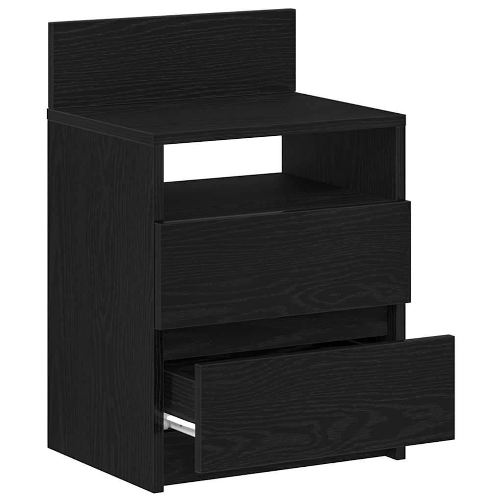 Sängbord 2 st med 2 lådor svart 40x33x60 cm