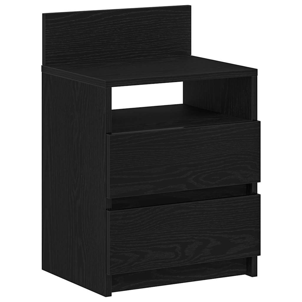Sängbord 2 st med 2 lådor svart 40x33x60 cm