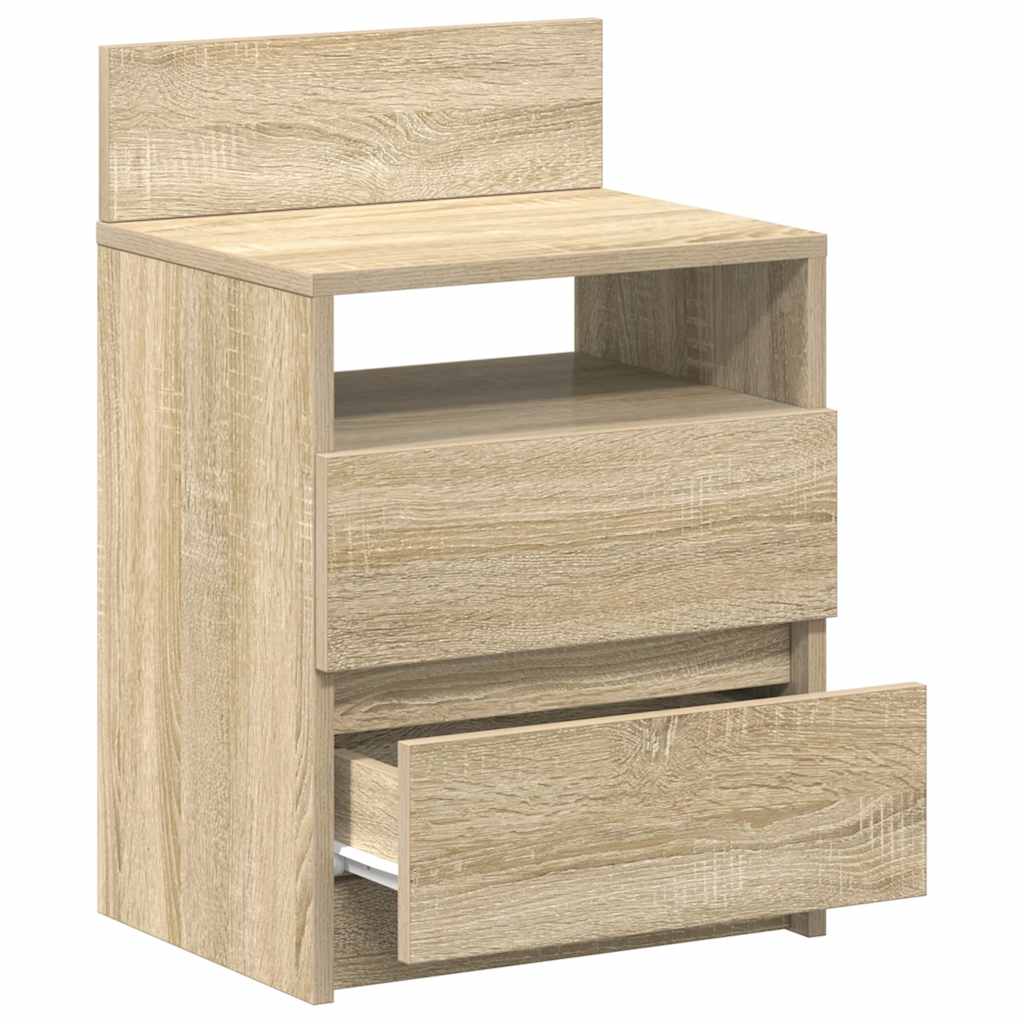 Sängbord 2 st med 2 lådor sonoma-ek 40x33x60 cm