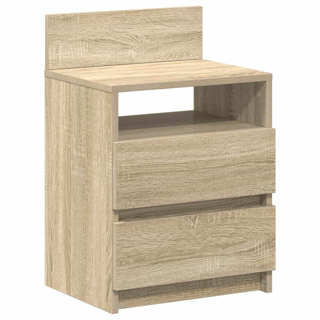 Sängbord 2 st med 2 lådor sonoma-ek 40x33x60 cm