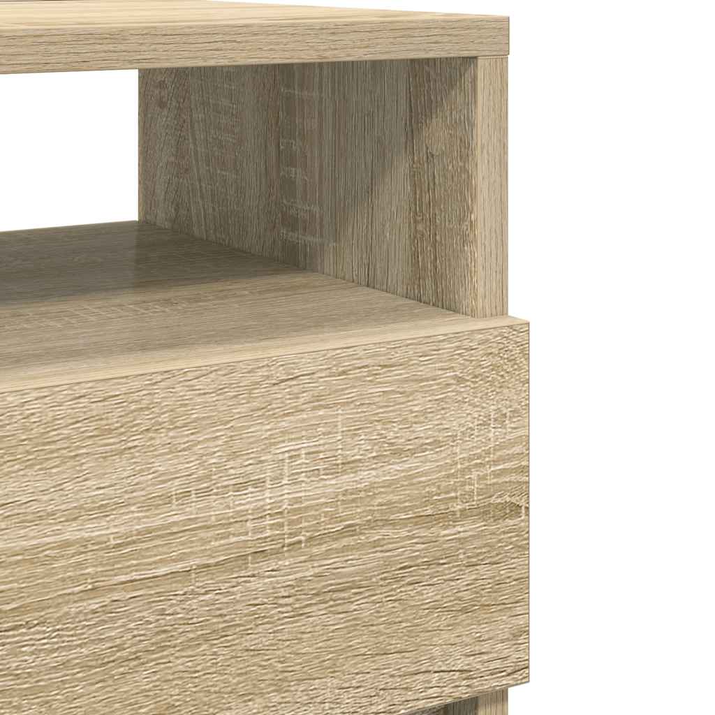 Sängbord 2 st med 2 lådor sonoma-ek 40x33x60 cm