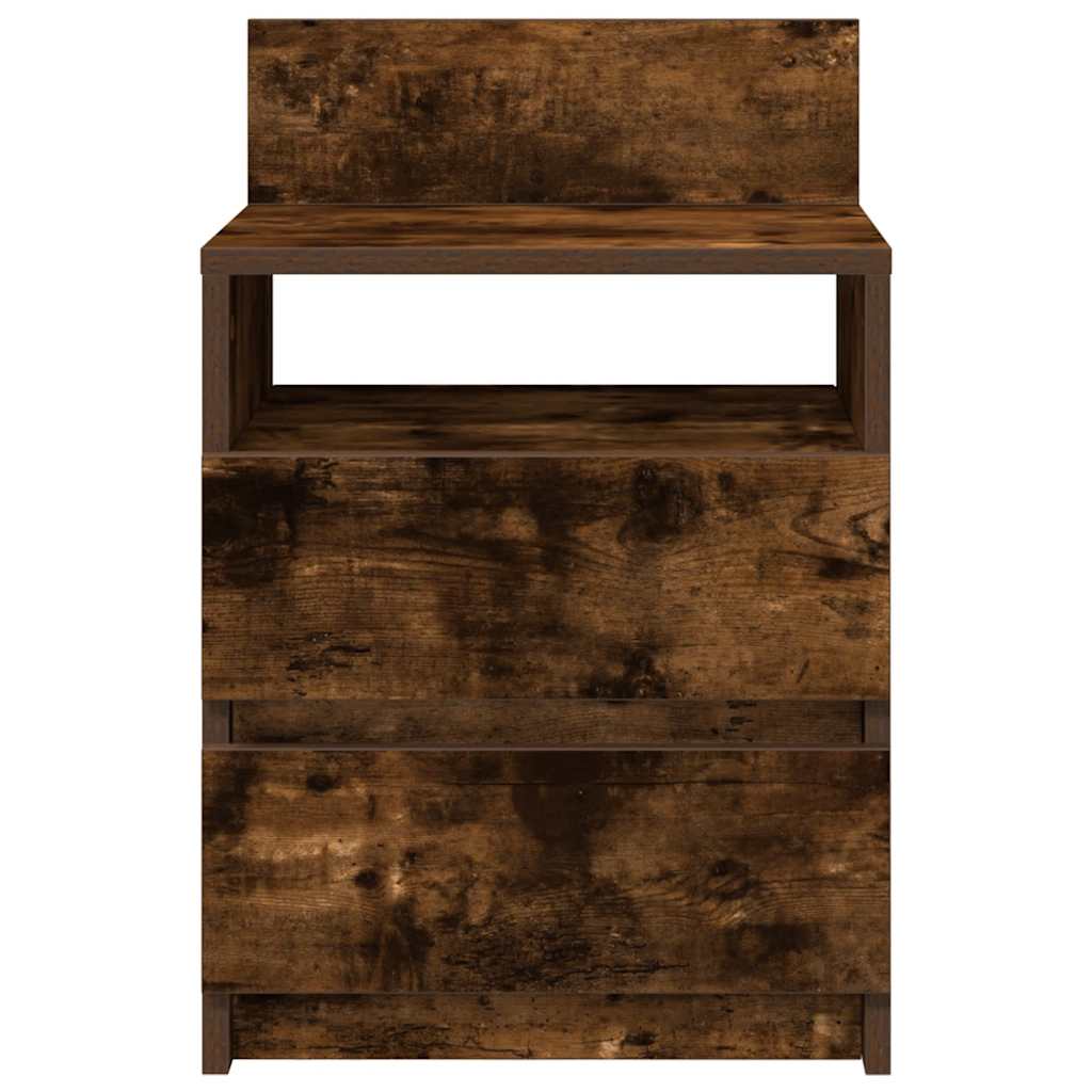 Sängbord 2 st med 2 lådor rökfärgad ek 40x33x60 cm