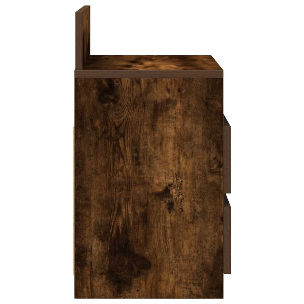 Sängbord 2 st med 2 lådor rökfärgad ek 40x33x60 cm