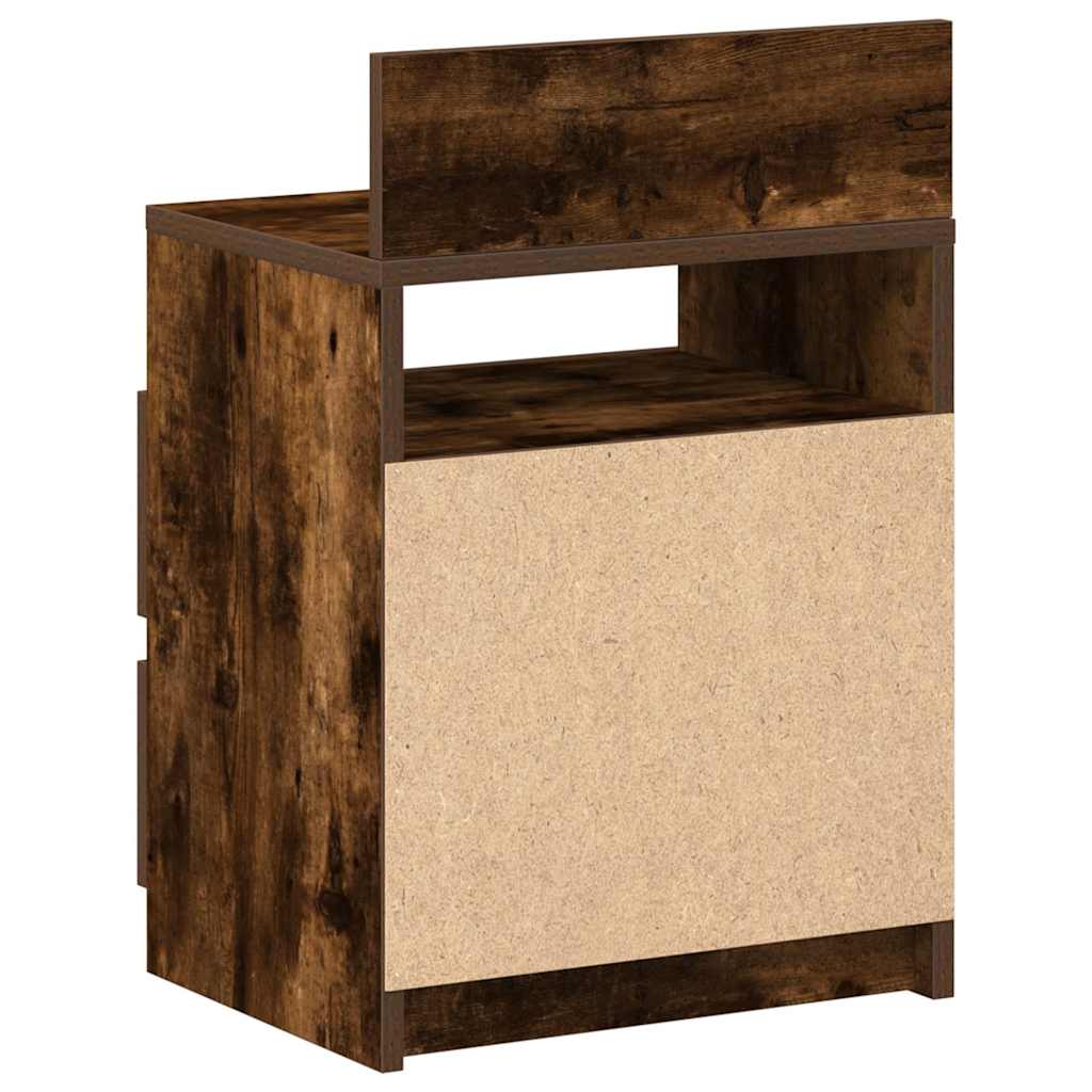 Sängbord 2 st med 2 lådor rökfärgad ek 40x33x60 cm