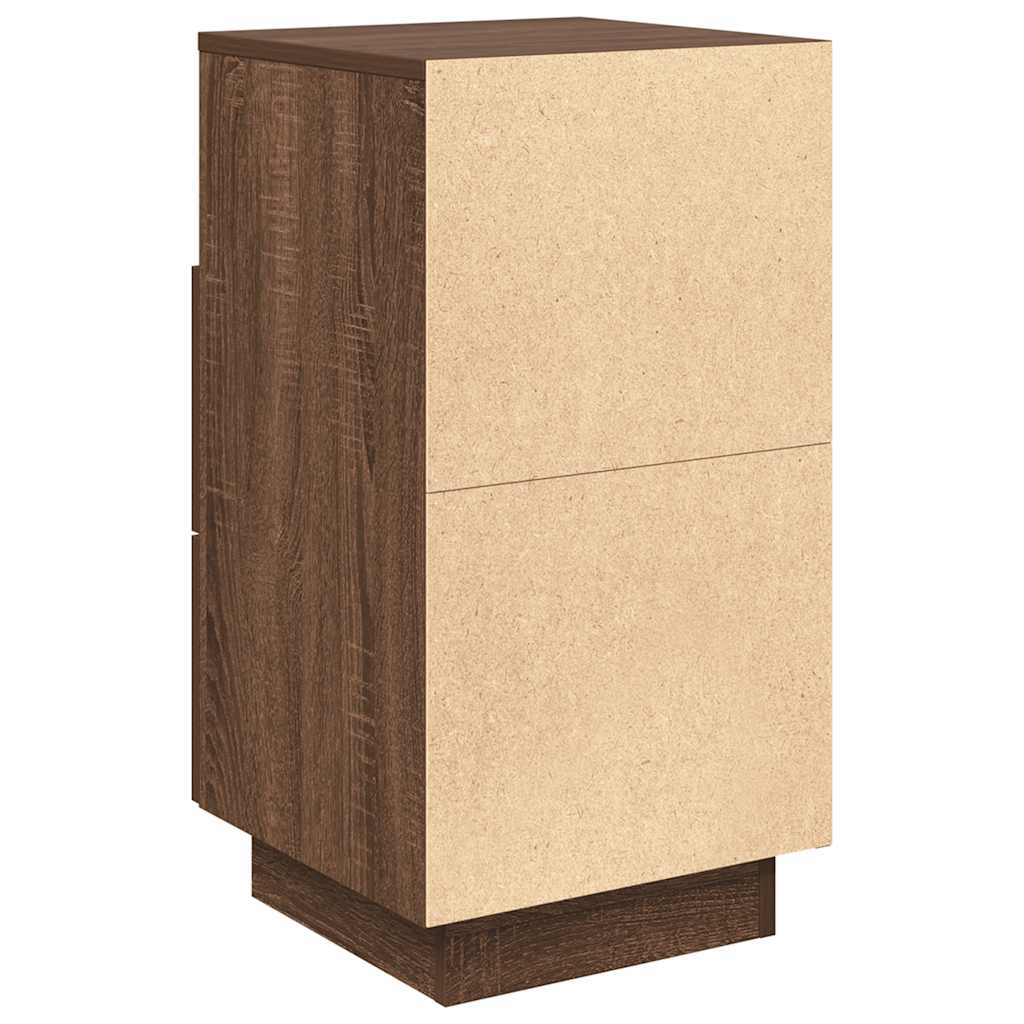 Sängbord 2 st med 2 lådor brun ek 36x36x68 cm