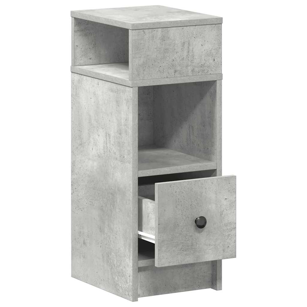 Sängbord 2 st med låda betonggrå 25x31x66 cm