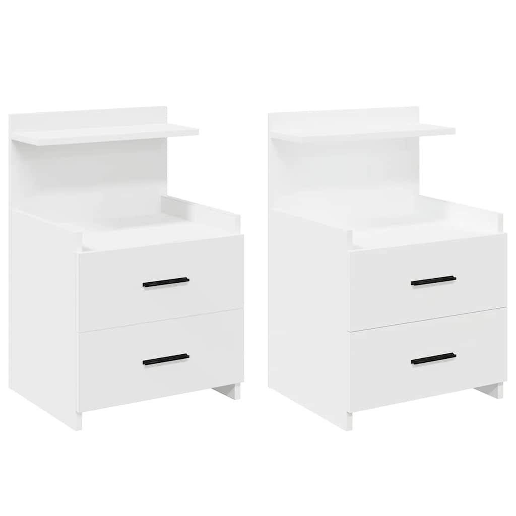 Sängbord 2 st med 2 lådor vita 40x36,5x62 cm