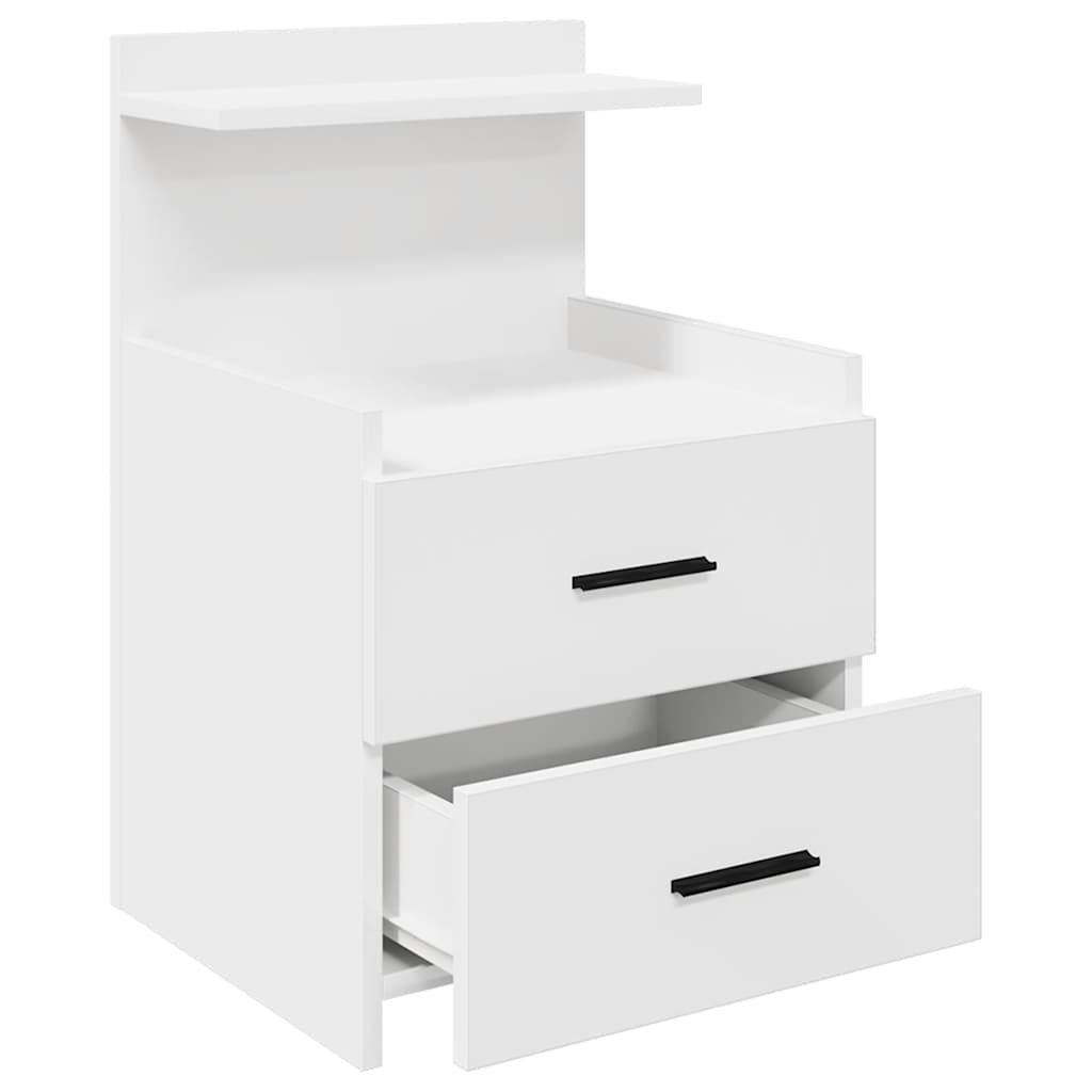 Sängbord 2 st med 2 lådor vita 40x36,5x62 cm