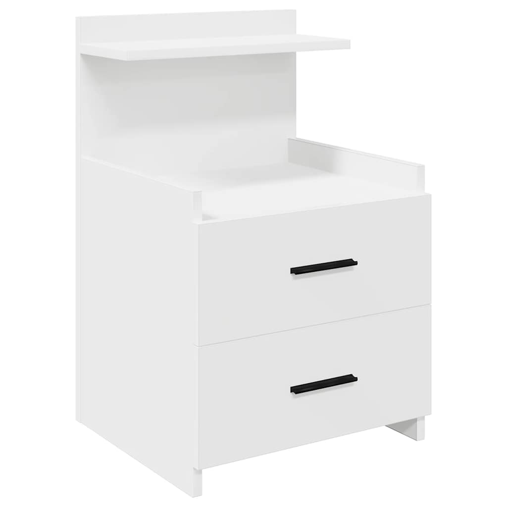 Sängbord 2 st med 2 lådor vita 40x36,5x62 cm