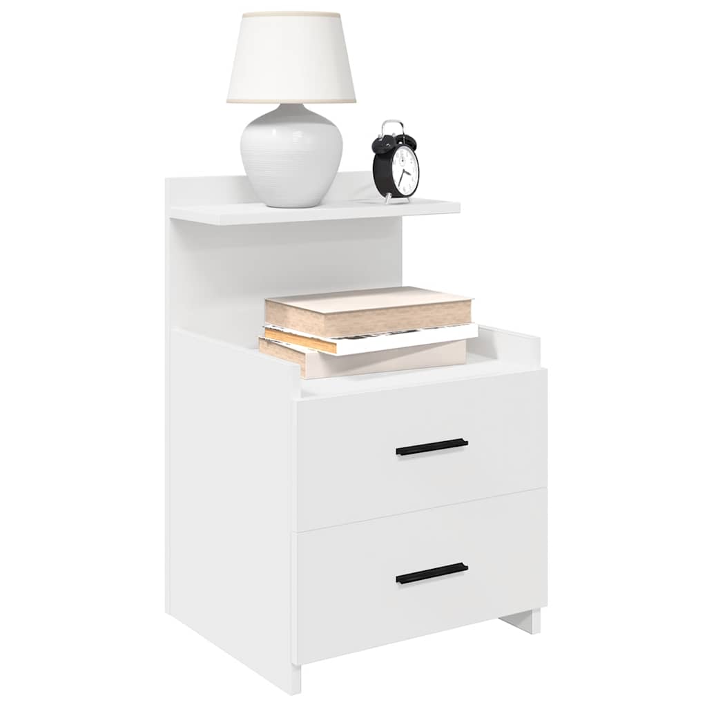 Sängbord 2 st med 2 lådor vita 40x36,5x62 cm