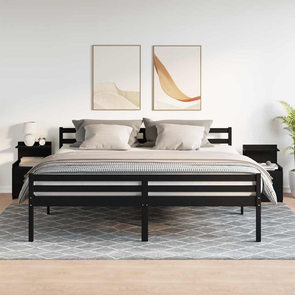 Sängbord 2 st med 2 lådor svart 40x36,5x62 cm