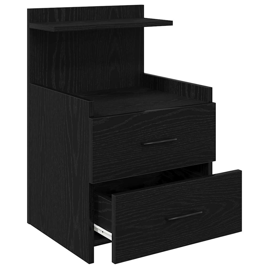 Sängbord 2 st med 2 lådor svart 40x36,5x62 cm