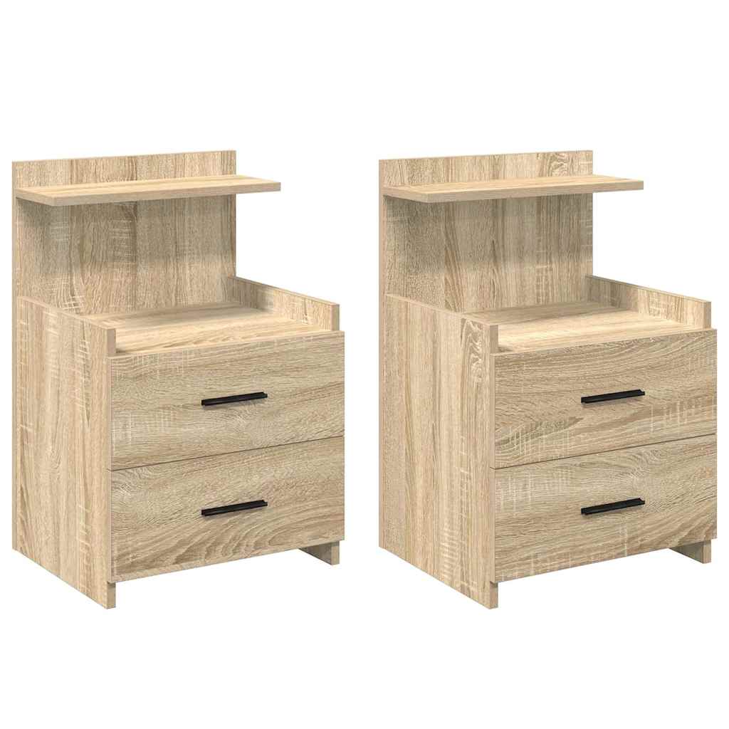 Sängbord 2 st med 2 lådor Sonoma ek 40x36,5x62 cm