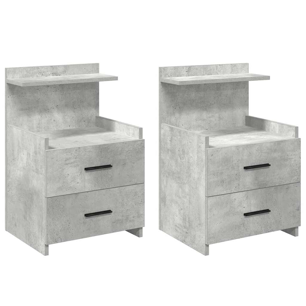 Sängbord 2 st med 2 lådor betonggrå 40x36,5x62 cm
