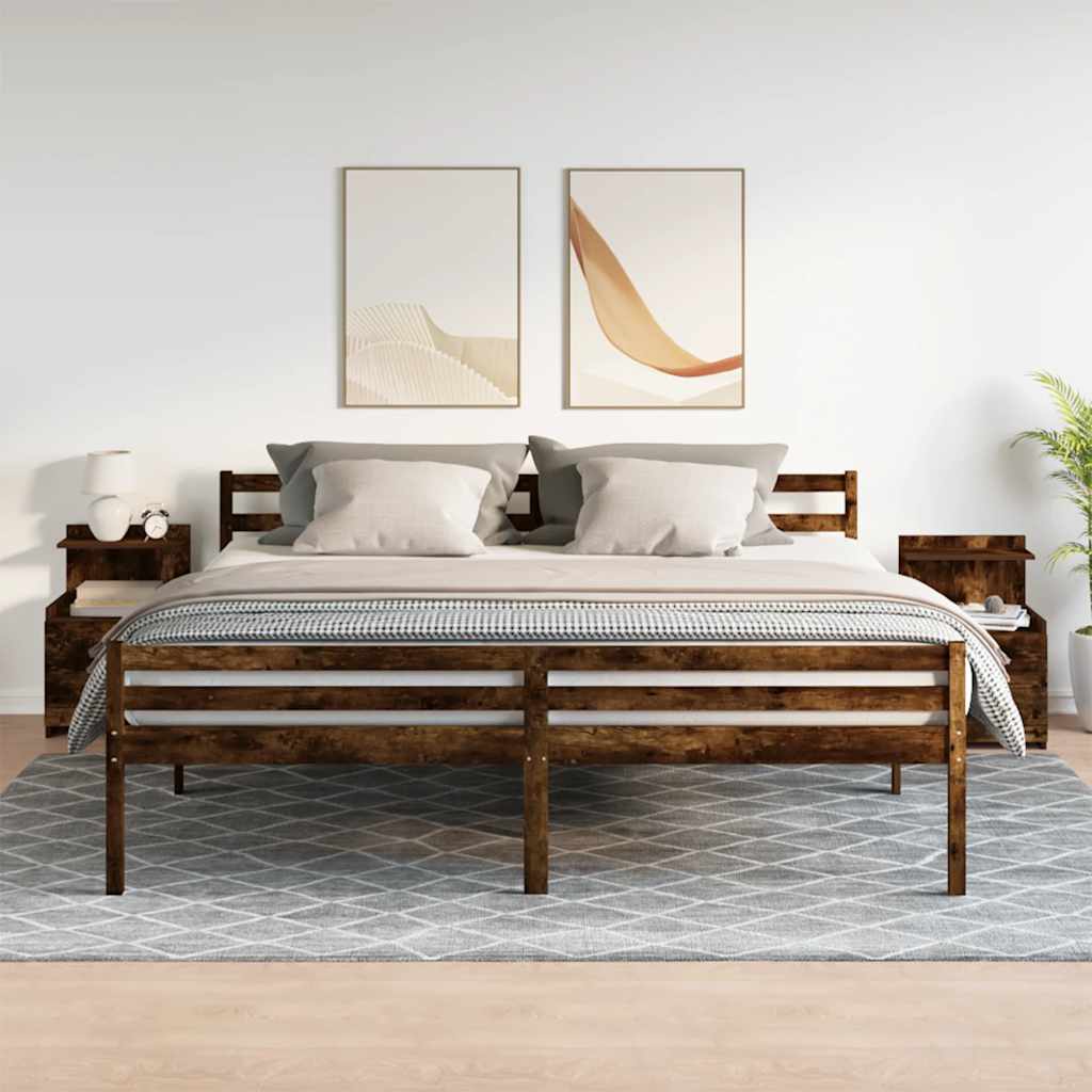 Sängbord 2 st med 2 lådor rökt ek 40x36,5x62 cm