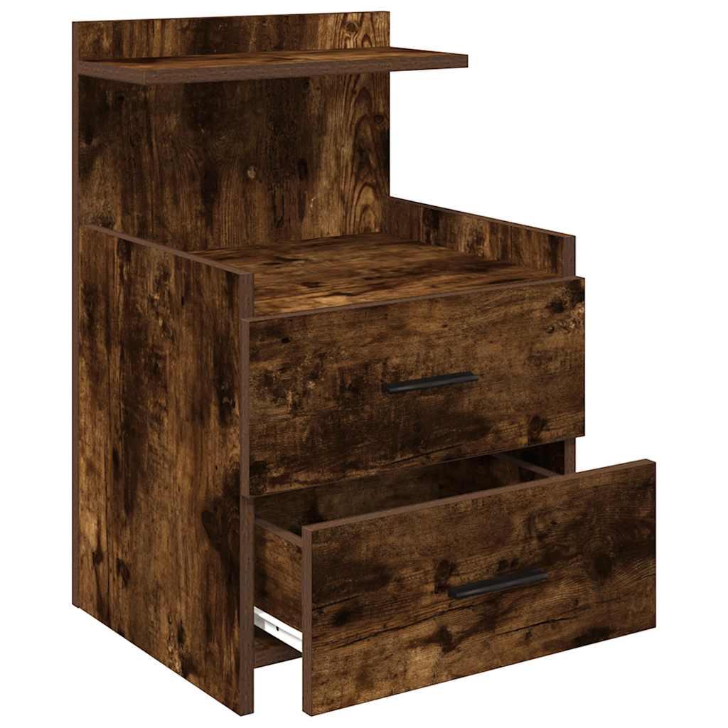 Sängbord 2 st med 2 lådor rökt ek 40x36,5x62 cm
