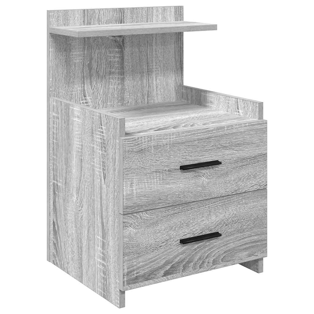 Sängbord 2 st med 2 lådor grå Sonoma 40x36,5x62 cm