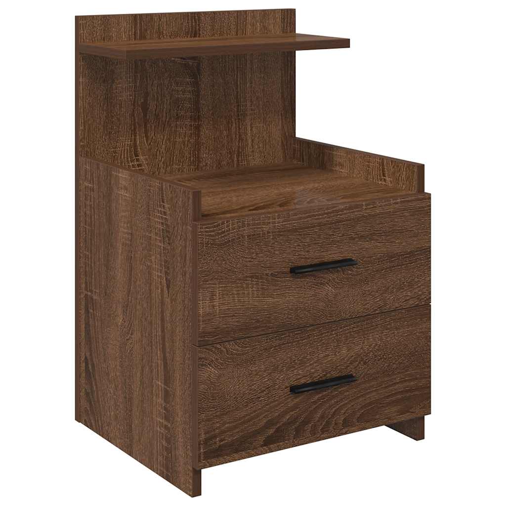 Sängbord 2 st med 2 lådor brun ek 40x36,5x62 cm