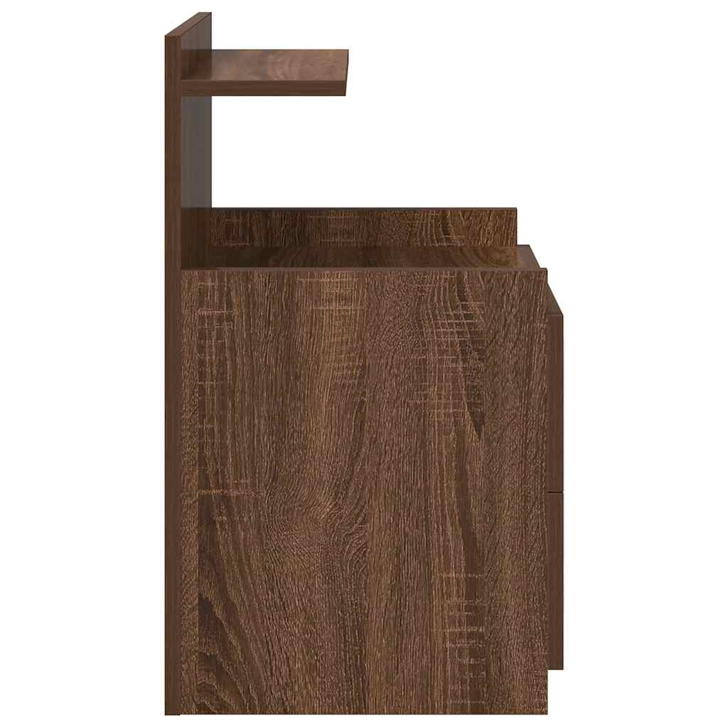 Sängbord 2 st med 2 lådor brun ek 40x36,5x62 cm