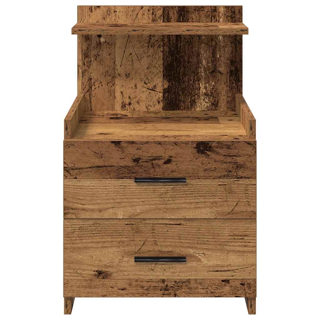 Sängbord 2 st med 2 lådor gammalt trä 40x36,5x62 cm