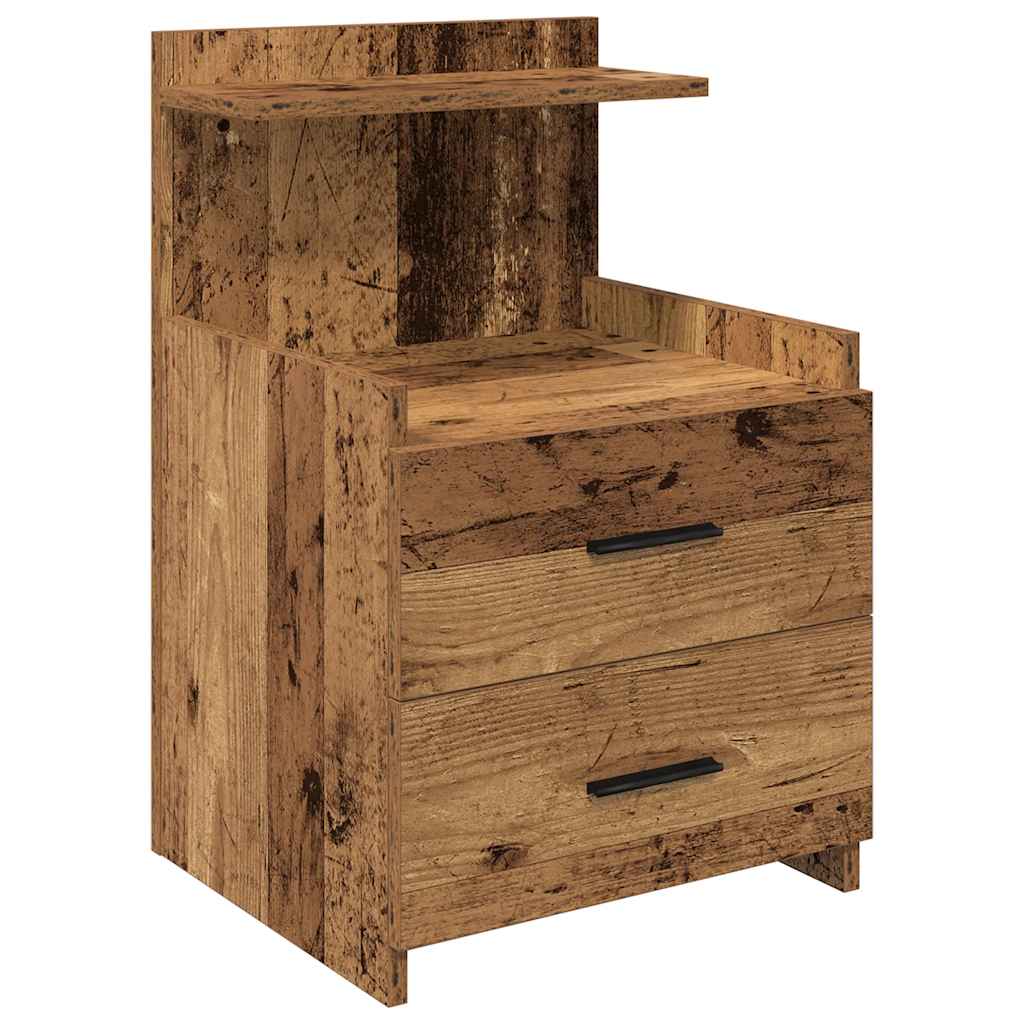 Sängbord 2 st med 2 lådor gammalt trä 40x36,5x62 cm
