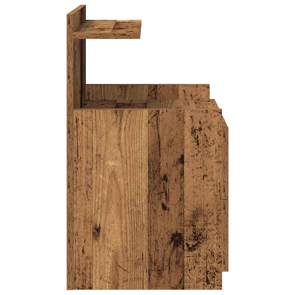 Sängbord 2 st med 2 lådor gammalt trä 40x36,5x62 cm