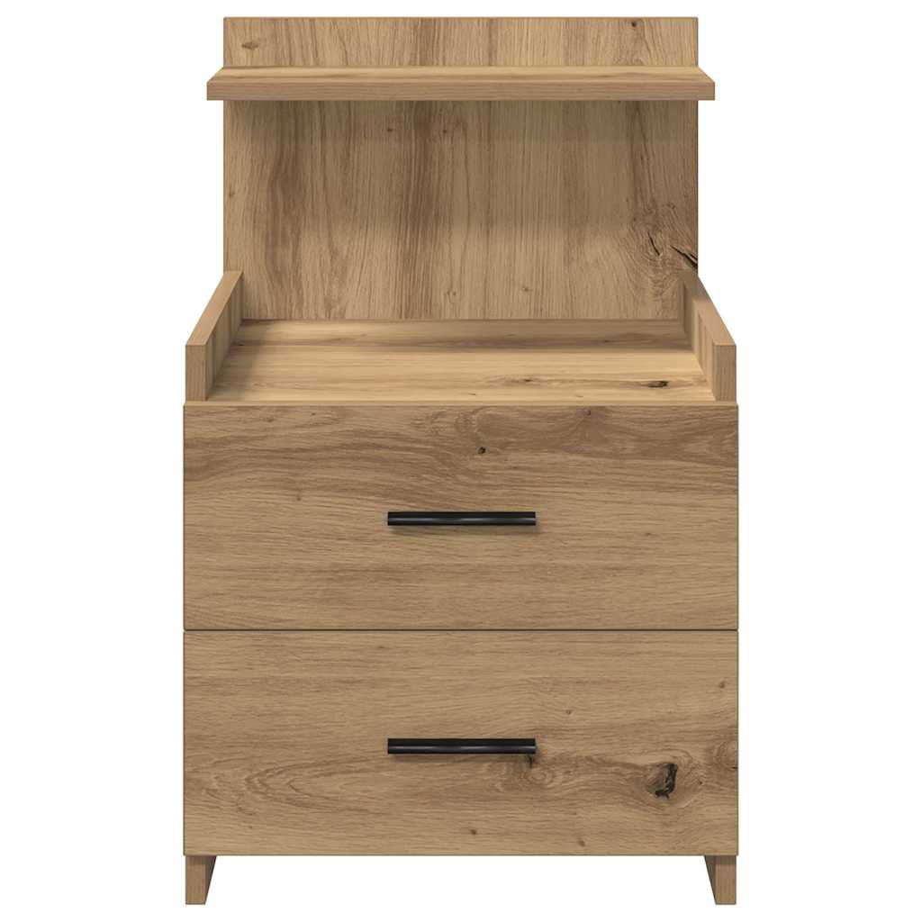 Sängbord 2 st med 2 lådor hantverksmässig ek 40x36,5x62 cm