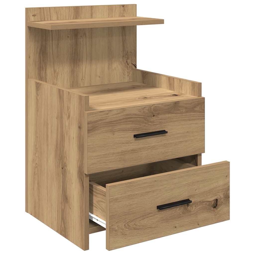 Sängbord 2 st med 2 lådor hantverksmässig ek 40x36,5x62 cm
