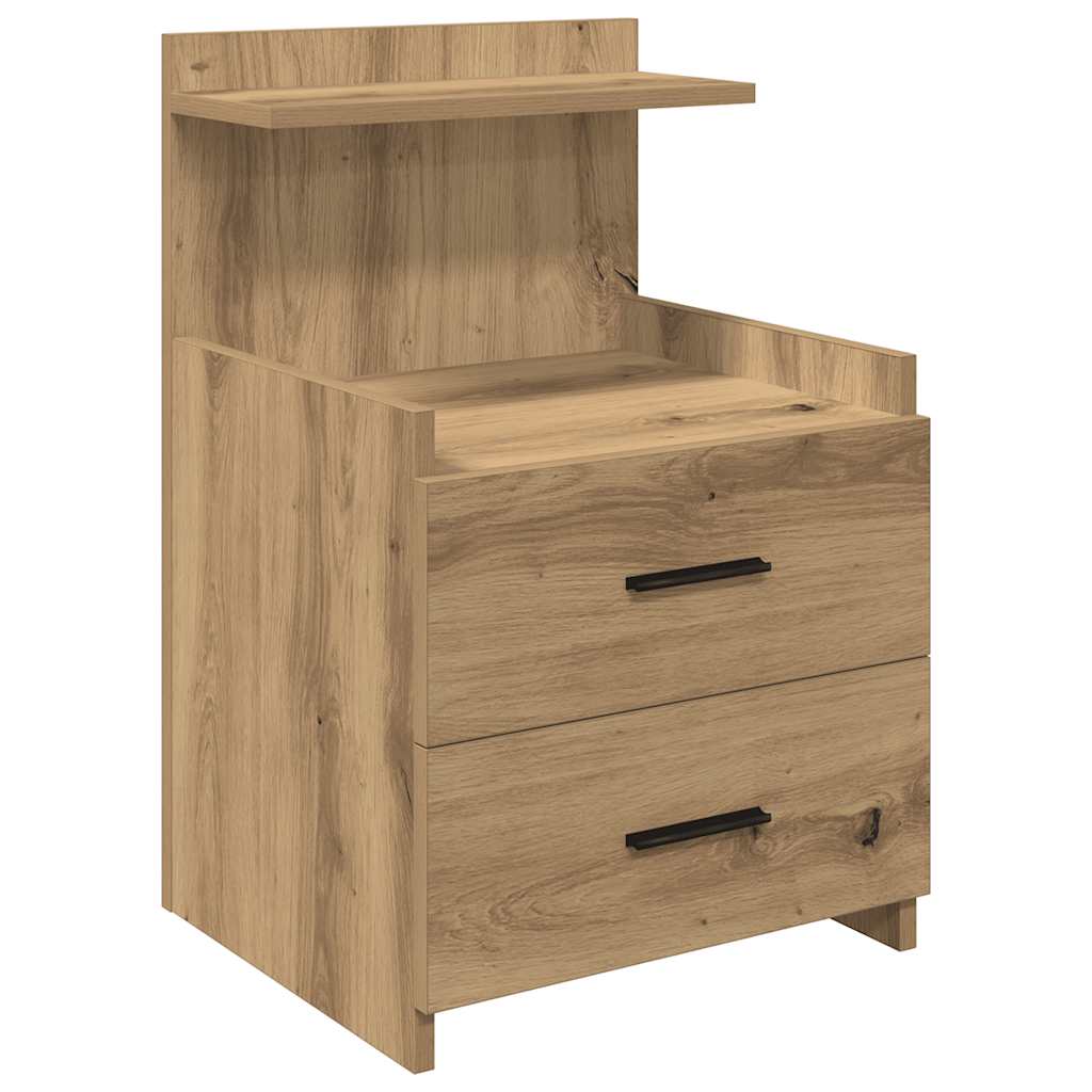 Sängbord 2 st med 2 lådor hantverksmässig ek 40x36,5x62 cm