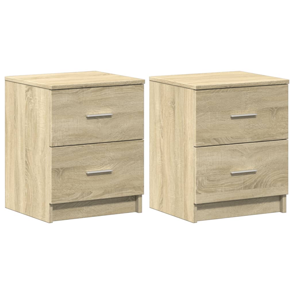 Sängbord 2 st med 2 lådor sonoma-ek 40x36x50 cm