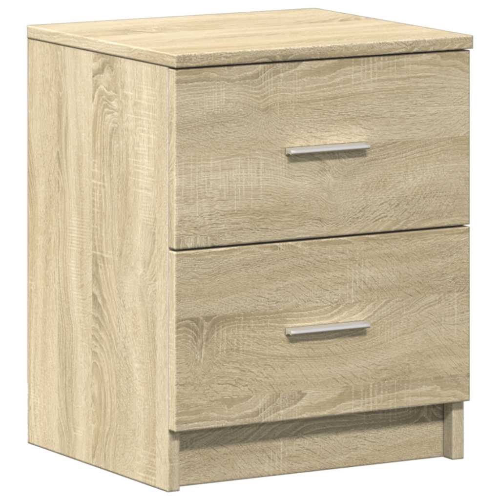 Sängbord 2 st med 2 lådor sonoma-ek 40x36x50 cm