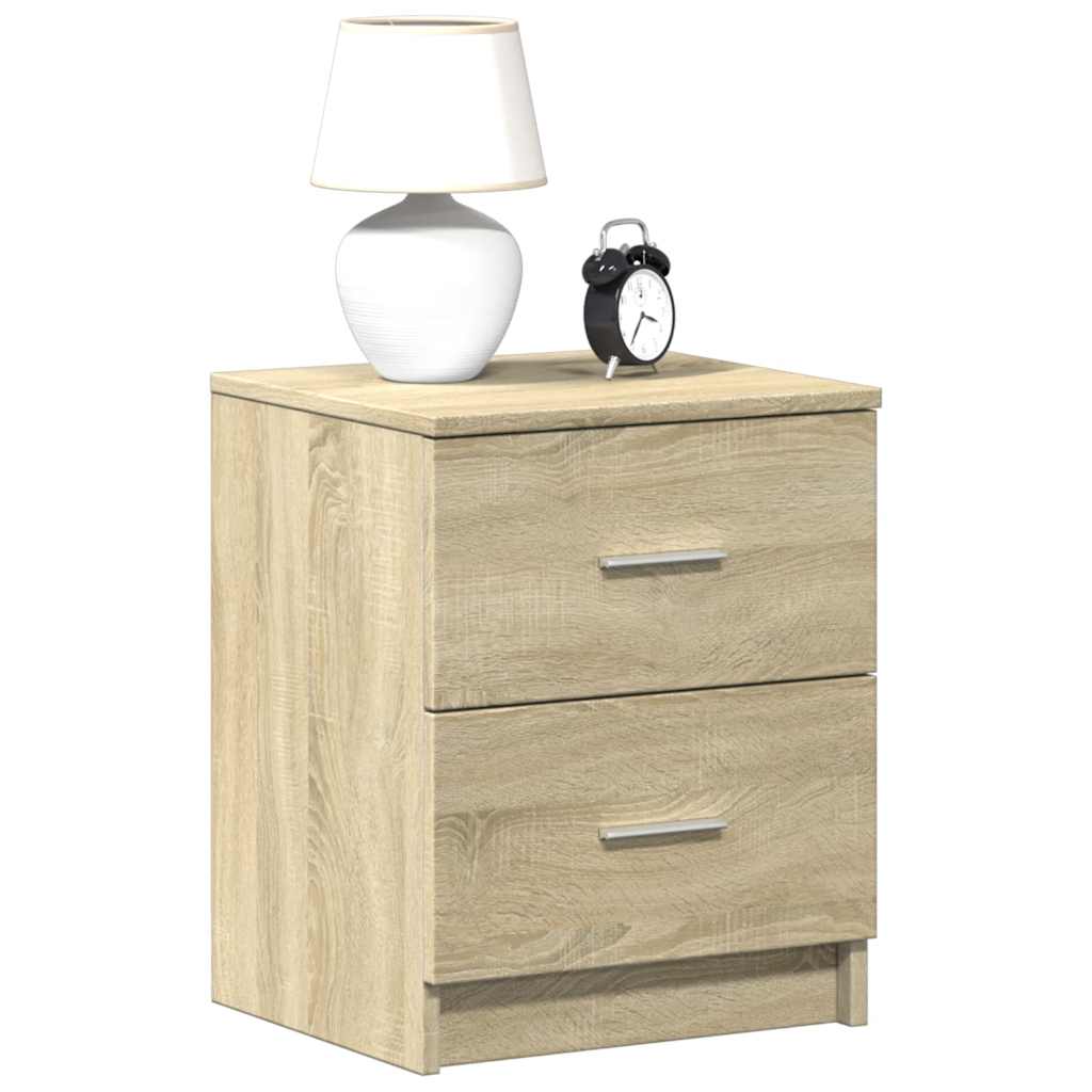 Sängbord 2 st med 2 lådor sonoma-ek 40x36x50 cm